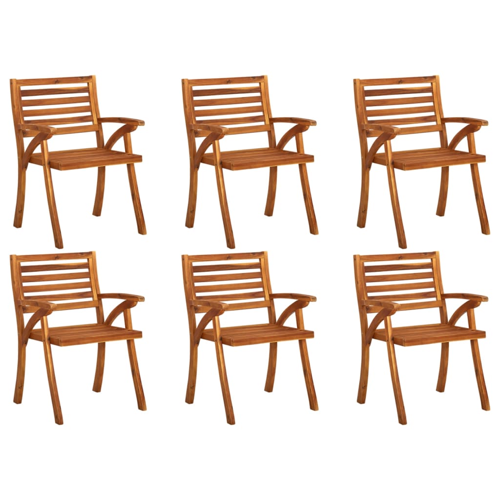 Tuinstoelen 6 st massief acaciahout – afbeelding 1