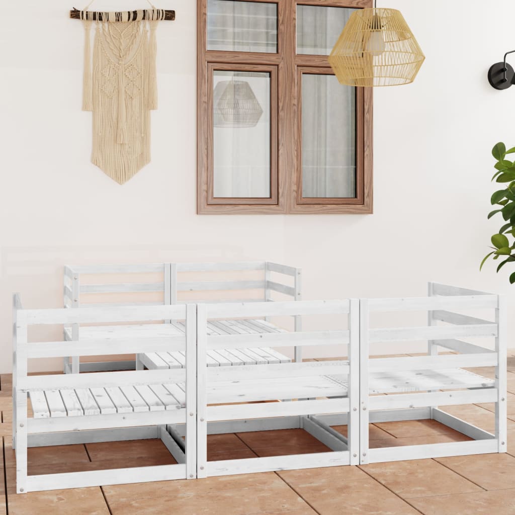 6-delige Loungeset massief grenenhout wit