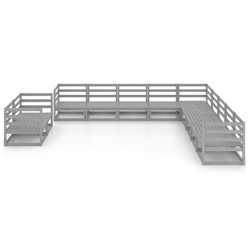 11-delige Loungeset massief grenenhout grijs – afbeelding 3