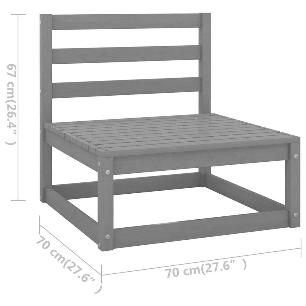 11-delige Loungeset massief grenenhout grijs – afbeelding 8