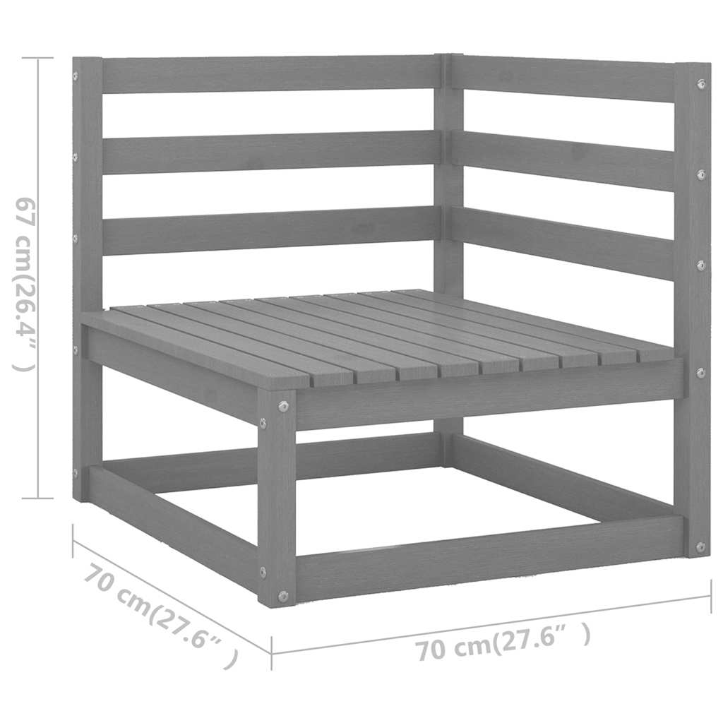 11-delige Loungeset massief grenenhout grijs – afbeelding 9