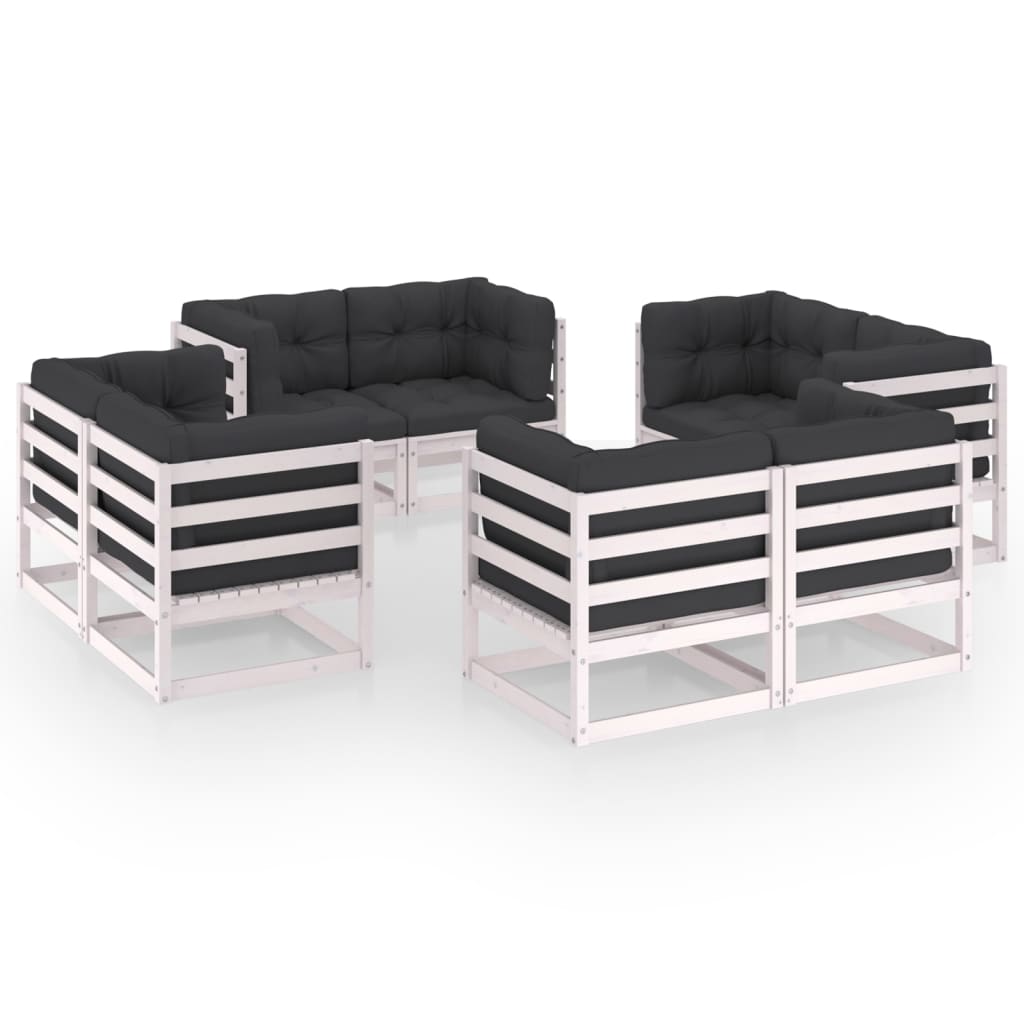 8-delige Loungeset met kussens massief grenenhout – afbeelding 1