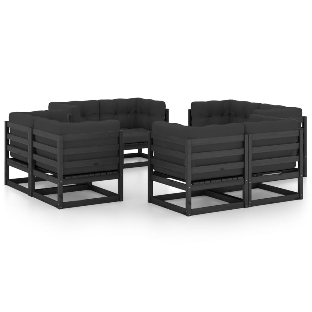 8-delige Loungeset met kussens massief grenenhout – afbeelding 1