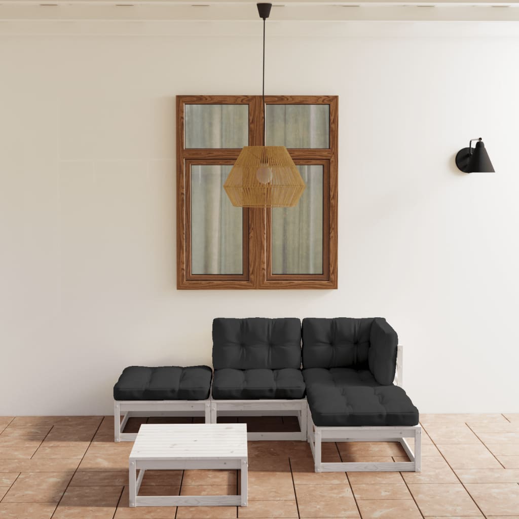 5-delige Loungeset met kussens massief grenenhout