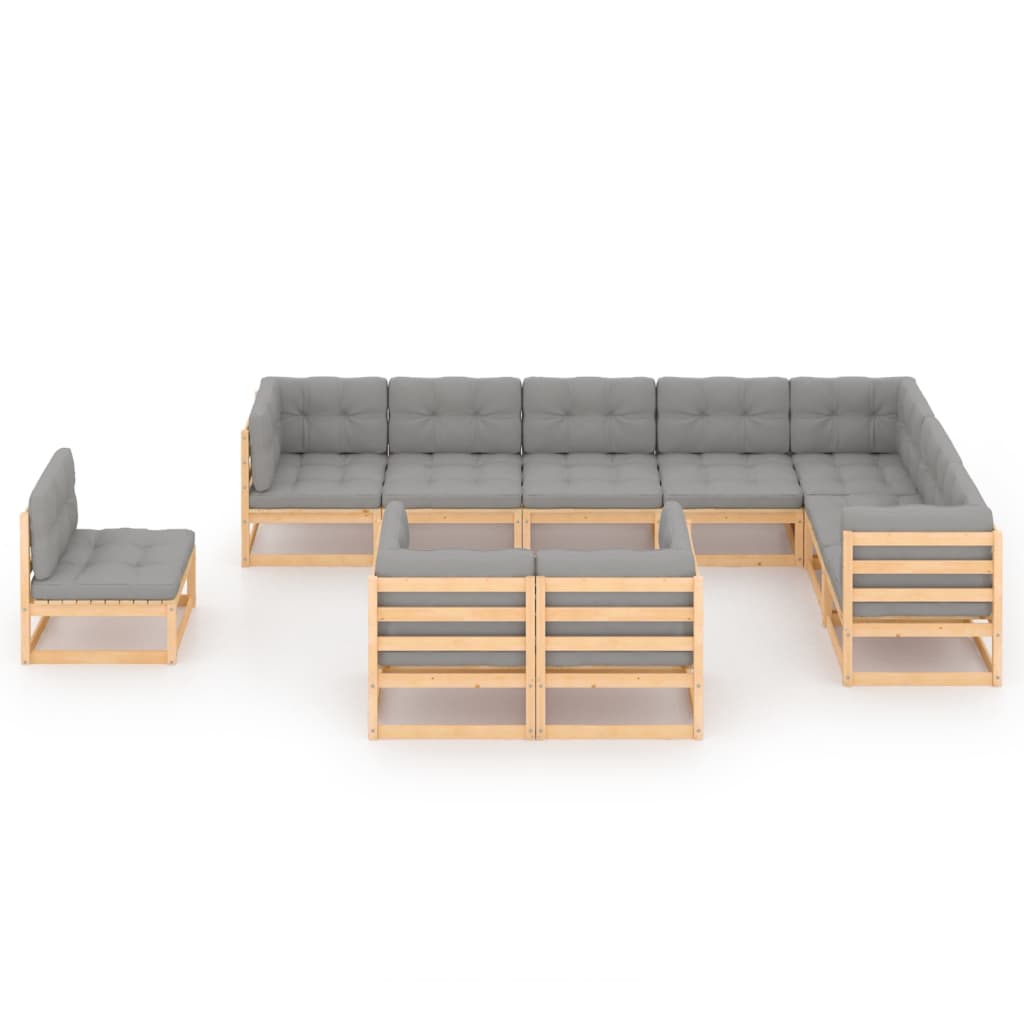 10-delige Loungeset met kussens massief grenenhout – afbeelding 2