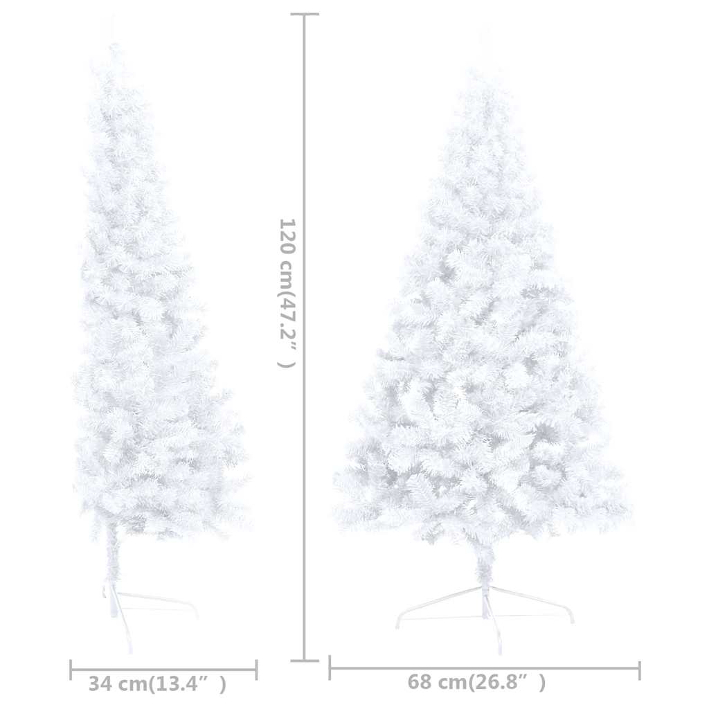 Kunstkerstboom met verlichting en kerstballen half 120 cm wit – afbeelding 10