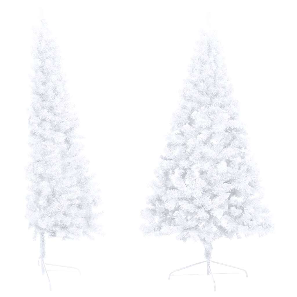 Kunstkerstboom met verlichting en kerstballen half 120 cm wit – afbeelding 3