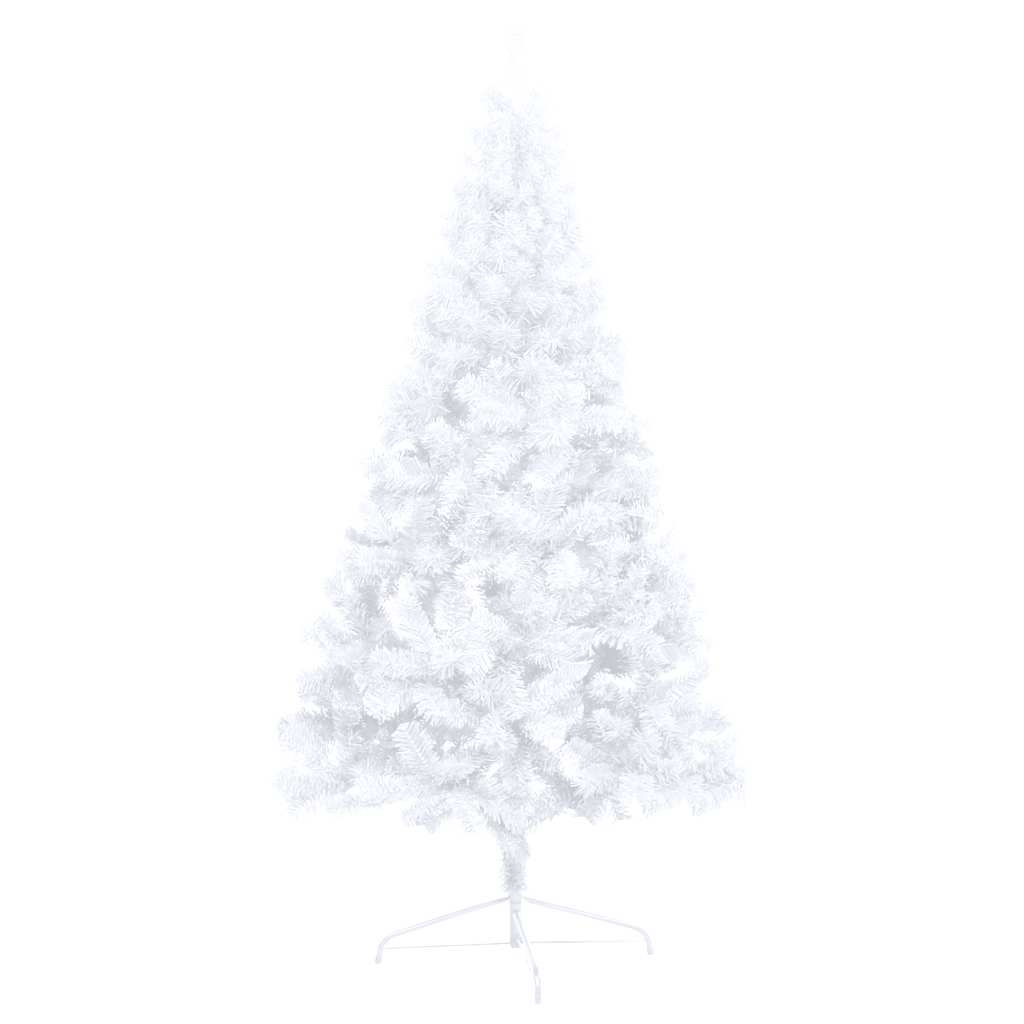 Kunstkerstboom met verlichting en kerstballen half 120 cm wit – afbeelding 4