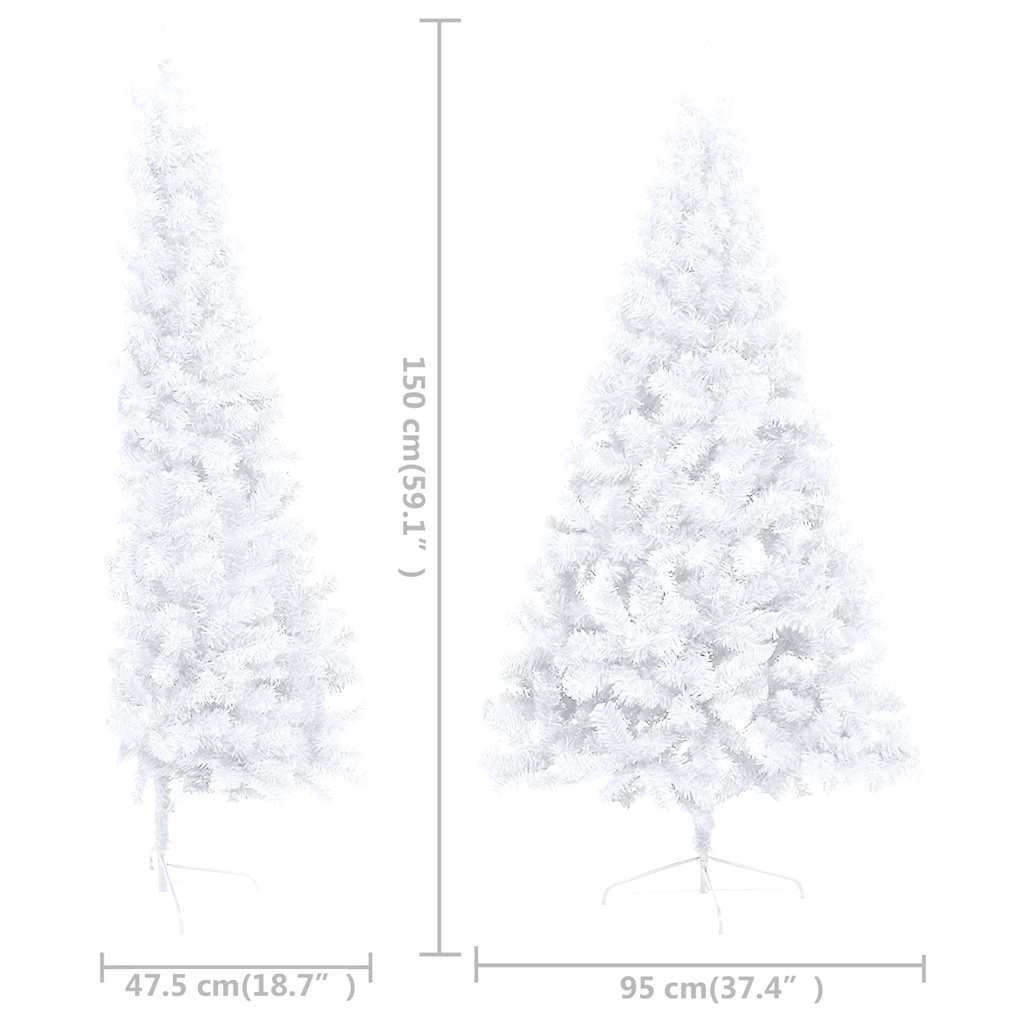 Kunstkerstboom met verlichting en kerstballen half 150 cm wit – afbeelding 12