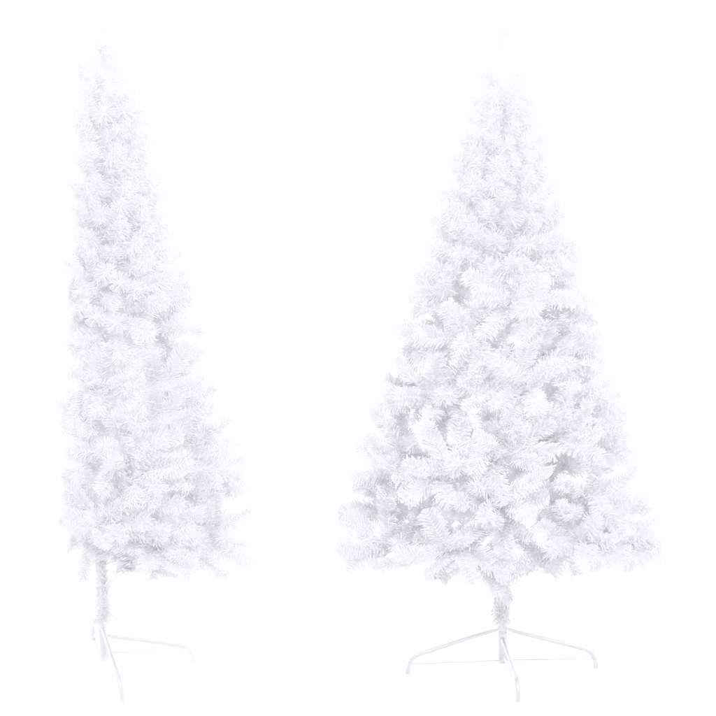 Kunstkerstboom met verlichting en kerstballen half 150 cm wit – afbeelding 3