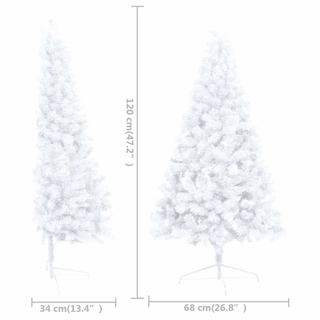 Kunstkerstboom met verlichting en kerstballen half 120 cm wit – afbeelding 10