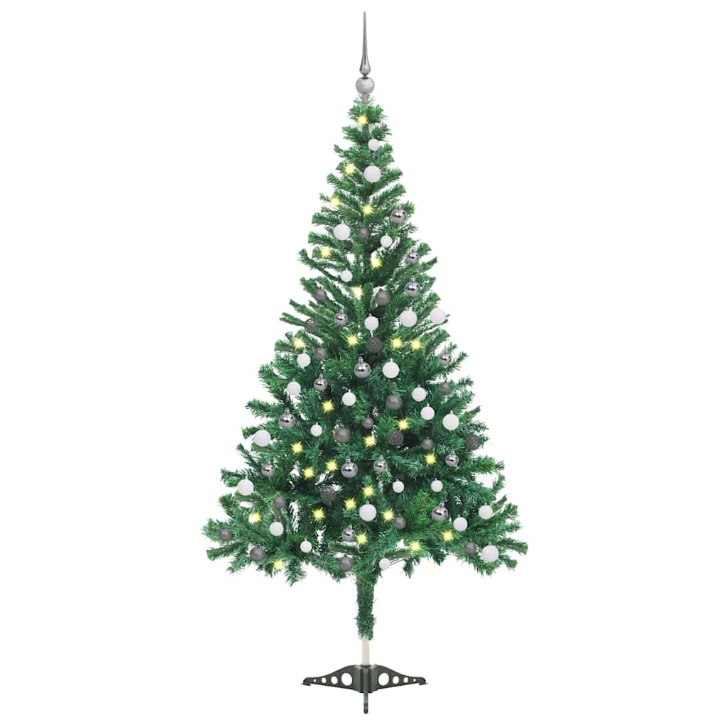 Kunstkerstboom met verlichting en kerstballen 230 takken 120 cm – afbeelding 1