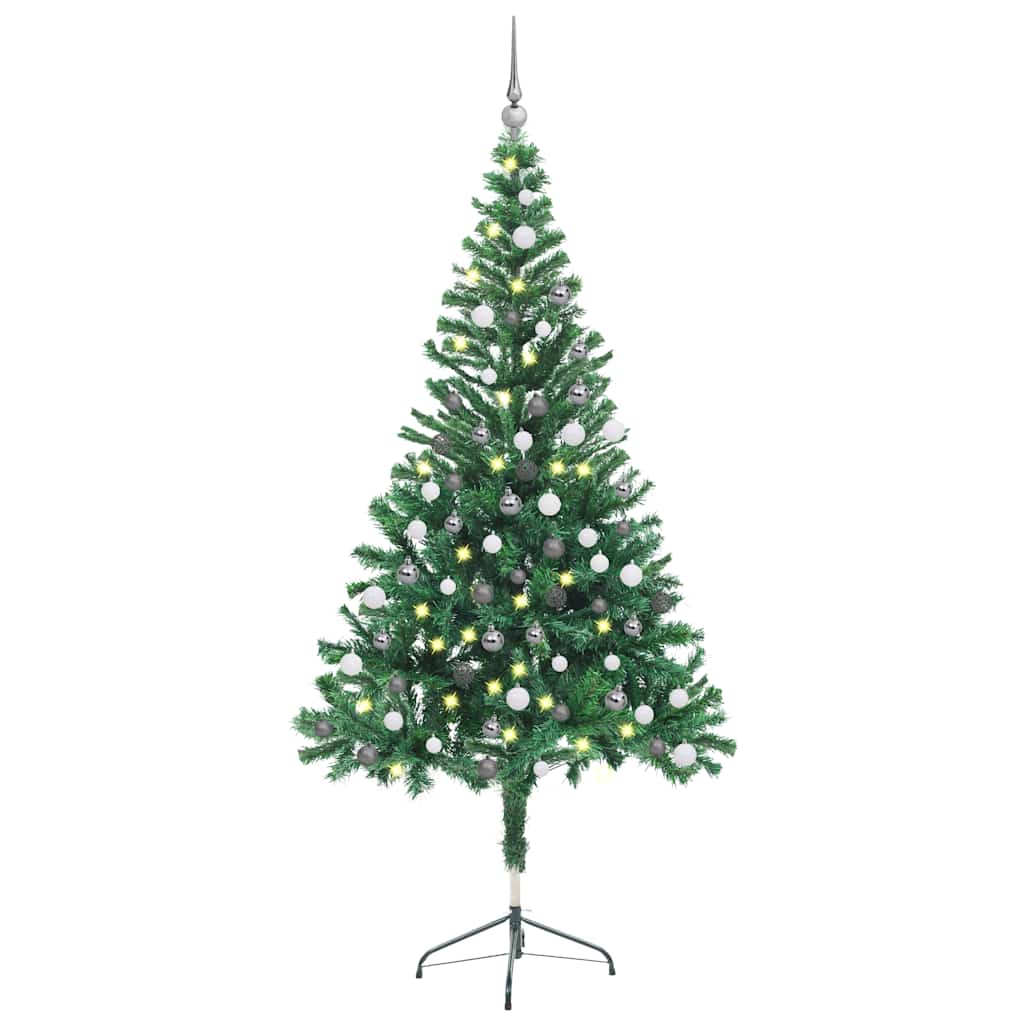 Kunstkerstboom met verlichting en kerstballen 380 takken 150 cm – afbeelding 1