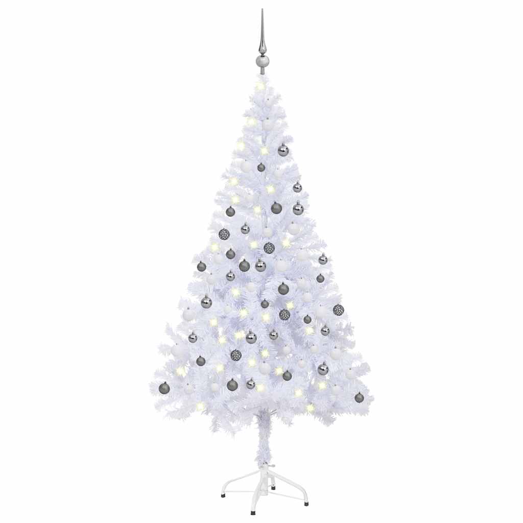 Kunstkerstboom met verlichting en kerstballen 230 takken 120 cm – afbeelding 1