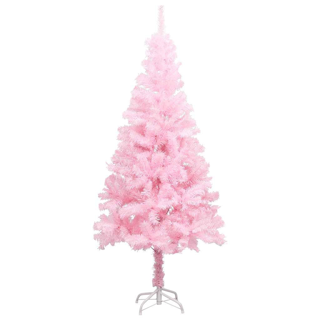 Kunstkerstboom met verlichting en kerstballen 120 cm PVC roze – afbeelding 2