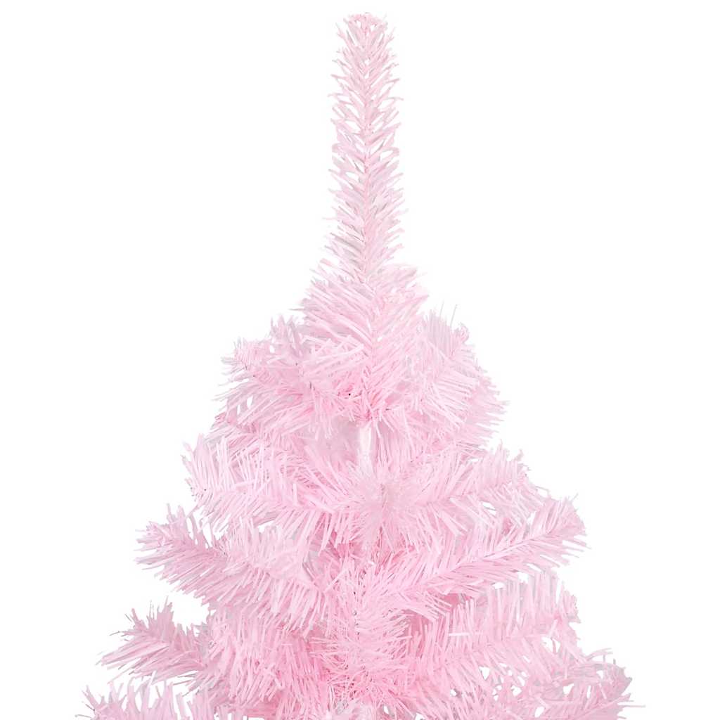 Kunstkerstboom met verlichting en kerstballen 120 cm PVC roze – afbeelding 3