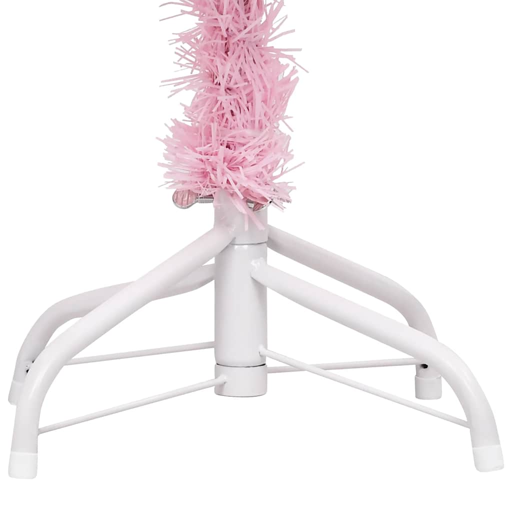 Kunstkerstboom met verlichting en kerstballen 120 cm PVC roze – afbeelding 5