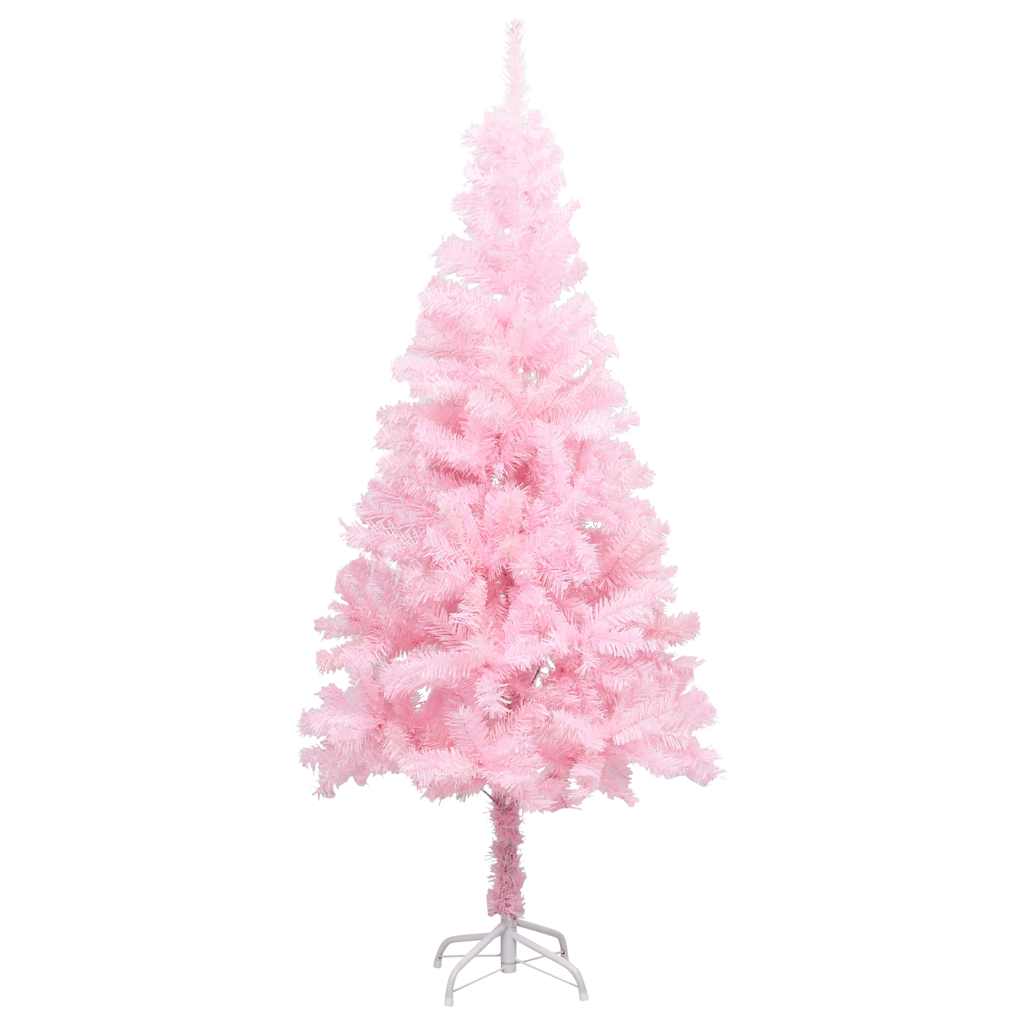 Kunstkerstboom met verlichting en kerstballen 150 cm PVC roze – afbeelding 2