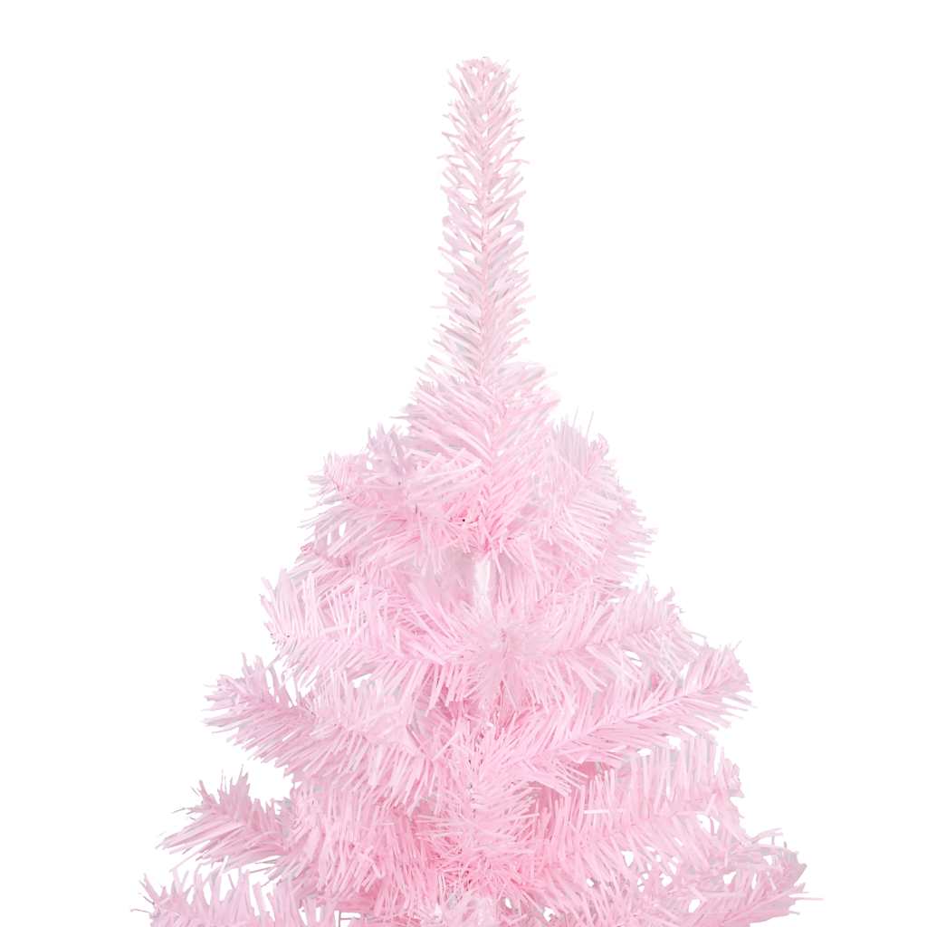 Kunstkerstboom met verlichting en kerstballen 150 cm PVC roze – afbeelding 3
