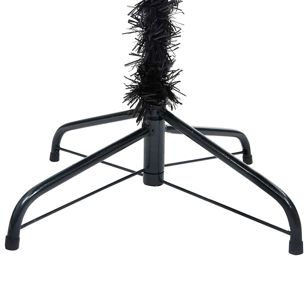 Kunstkerstboom met verlichting en kerstballen 120 cm PVC zwart – afbeelding 2