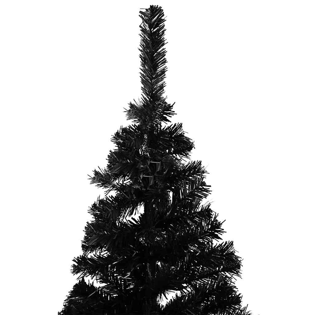 Kunstkerstboom met verlichting en kerstballen 150 cm PVC zwart – afbeelding 3