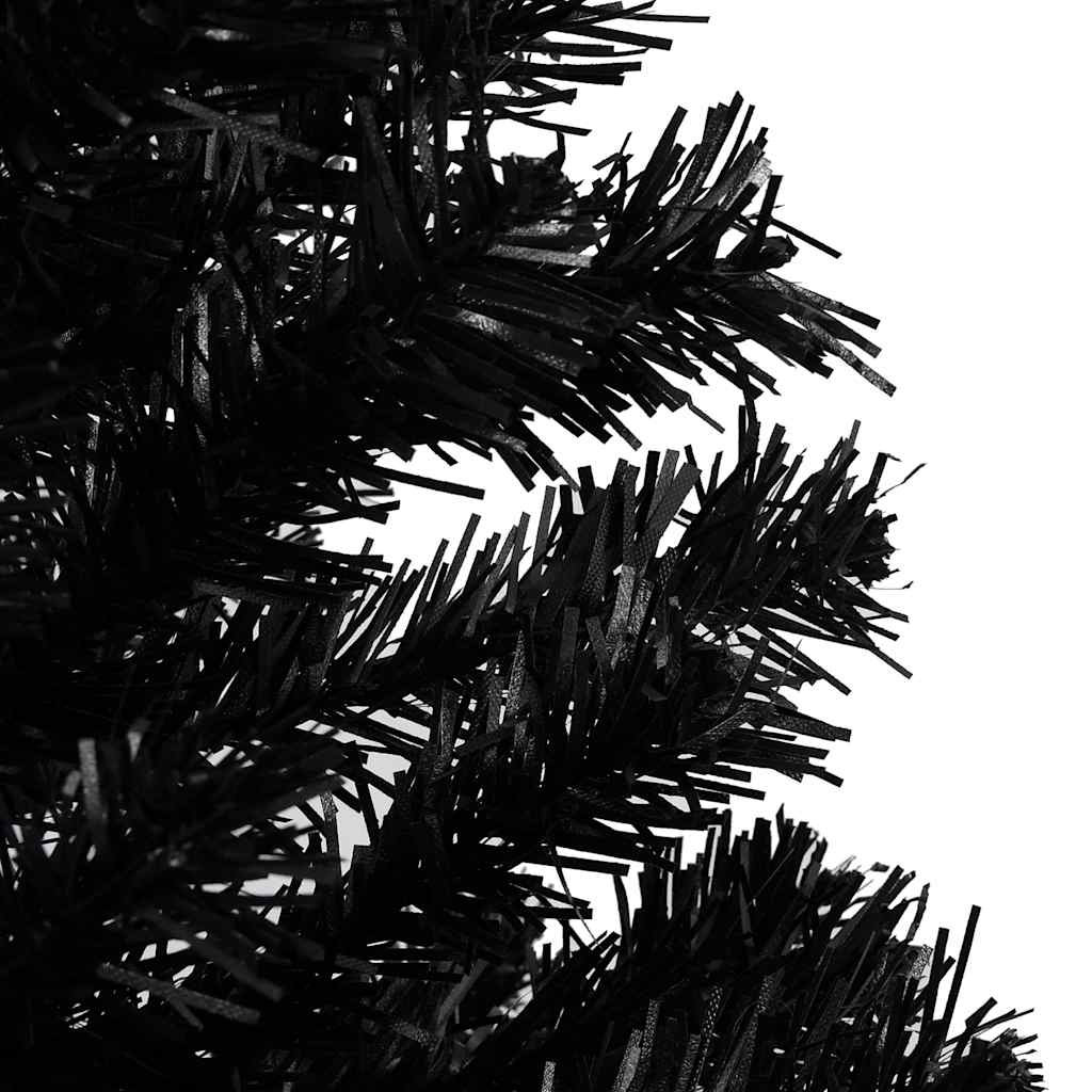 Kunstkerstboom met verlichting en kerstballen 180 cm PVC zwart – afbeelding 2