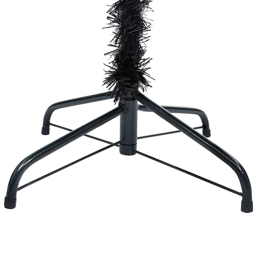 Kunstkerstboom met verlichting en kerstballen 180 cm PVC zwart – afbeelding 4
