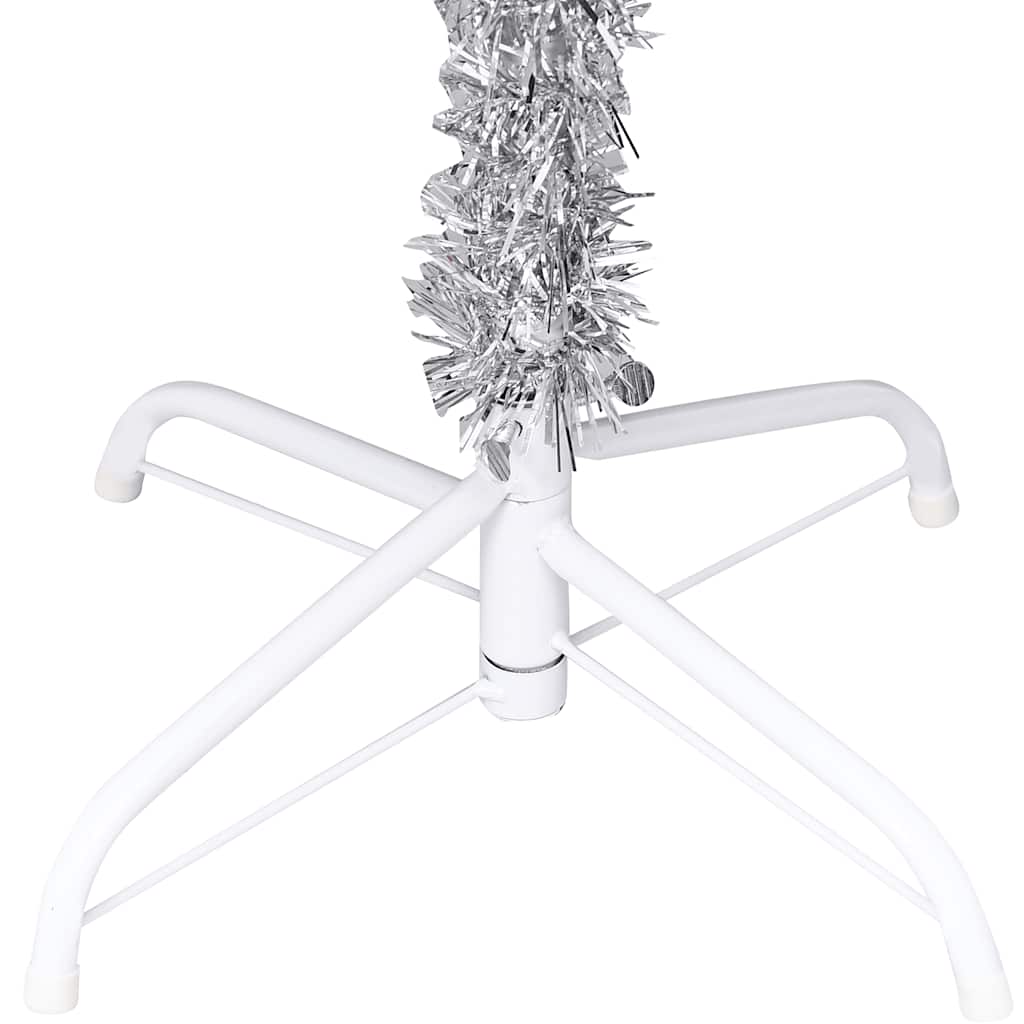 Kunstkerstboom met verlichting en kerstballen 120 cm PET zilver – afbeelding 2