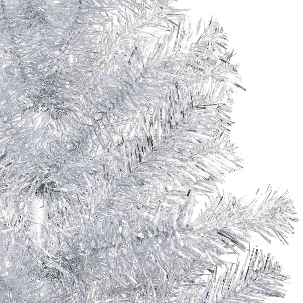 Kunstkerstboom met verlichting en kerstballen 120 cm PET zilver – afbeelding 3