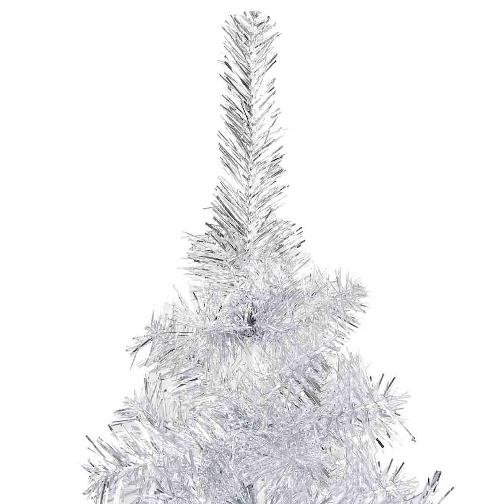 Kunstkerstboom met verlichting en kerstballen 120 cm PET zilver – afbeelding 4