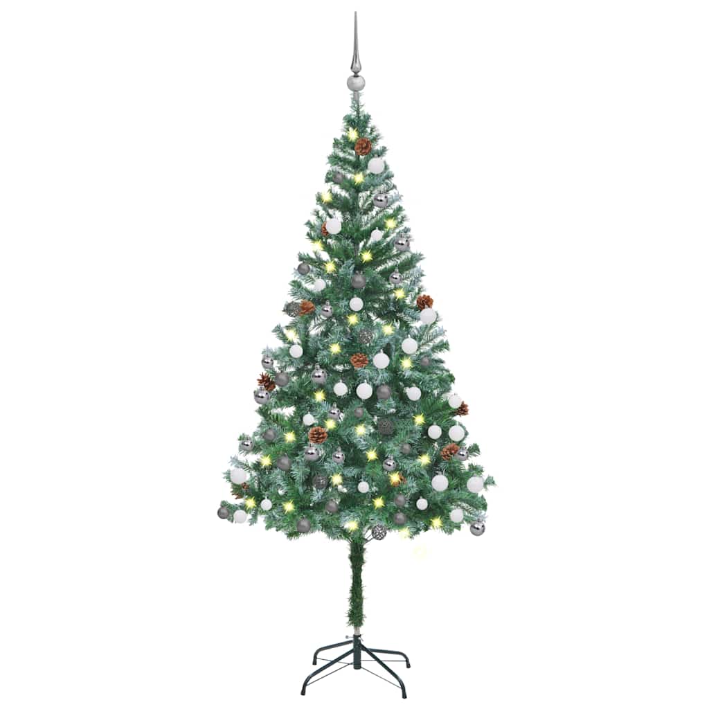 Kunstkerstboom met verlichting kerstballen dennenappels 180 cm – afbeelding 1