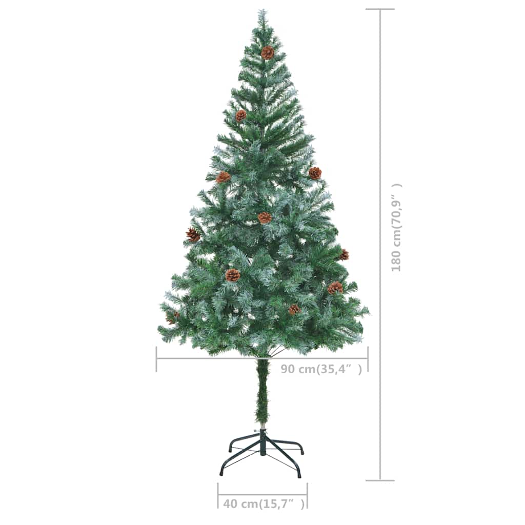 Kunstkerstboom met verlichting kerstballen dennenappels 180 cm – afbeelding 12