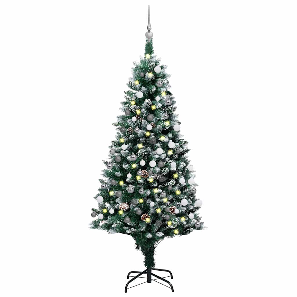Kunstkerstboom met LED en kerstballen en dennenappels 180 cm – afbeelding 1