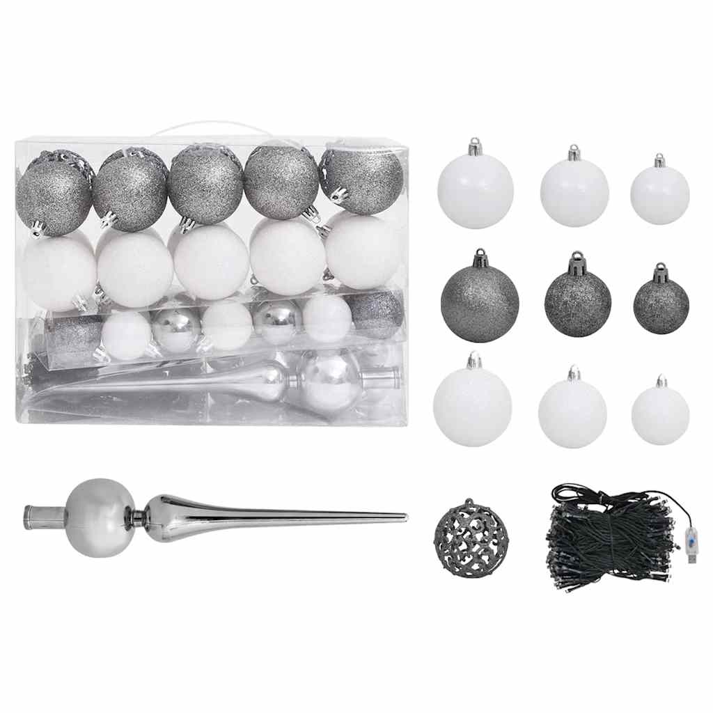 Kunstkerstboom met LED en kerstballen en dennenappels 180 cm – afbeelding 5