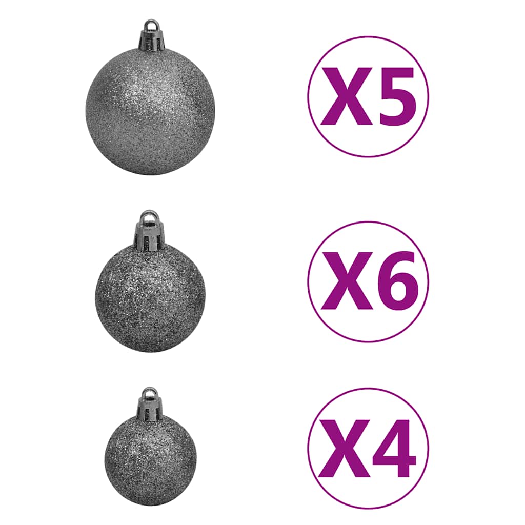 Kunstkerstboom met LED en kerstballen en dennenappels 180 cm – afbeelding 6