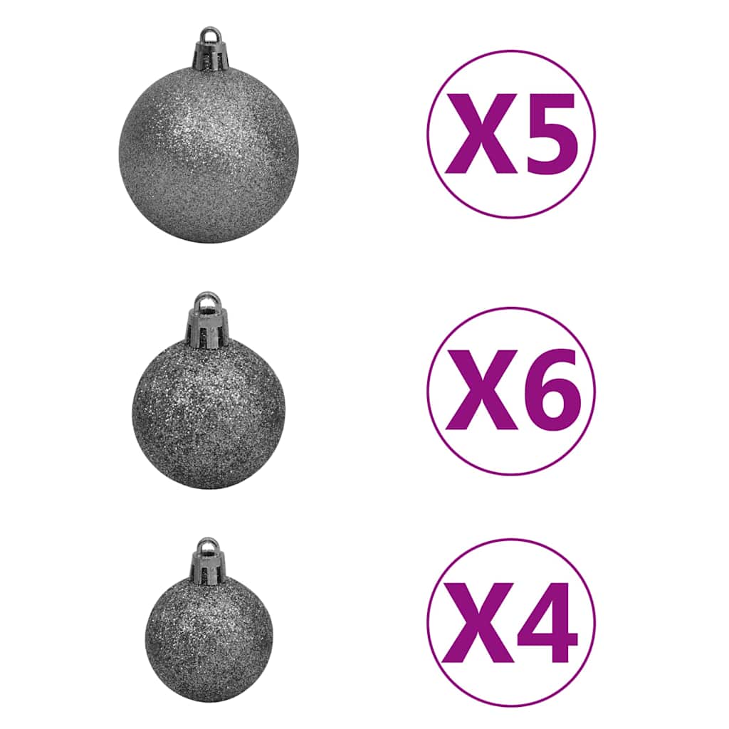 Kunstkerstboom met verlichting en kerstballen 120 cm PVC wit – afbeelding 3