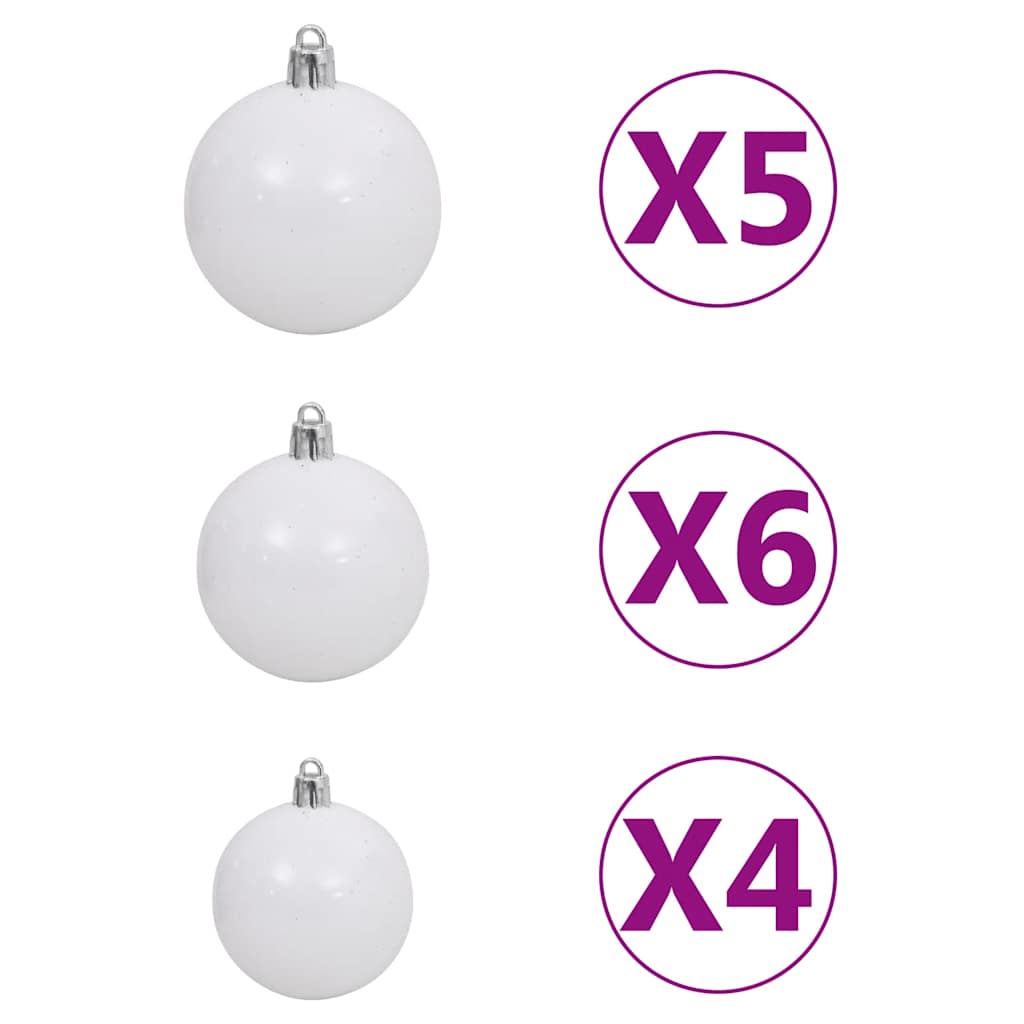 Kunstkerstboom met verlichting en kerstballen 120 cm PVC wit – afbeelding 4