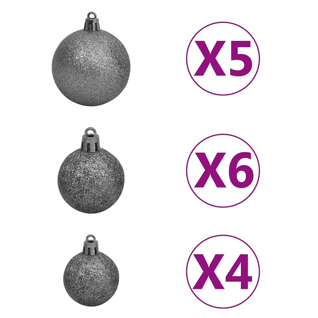 Kunstkerstboom met verlichting en kerstballen 150 cm PVC wit – afbeelding 3