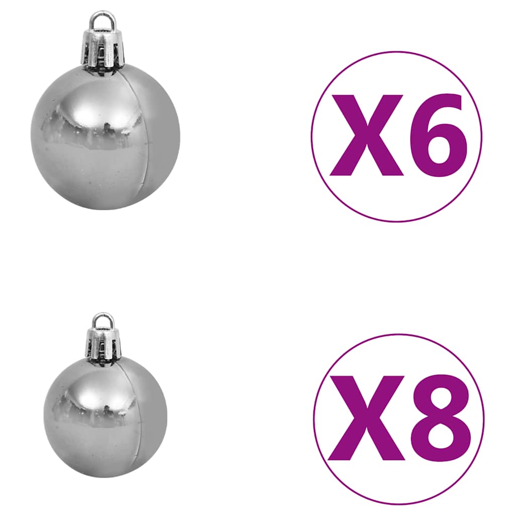 Kunstkerstboom met verlichting en kerstballen 150 cm PVC wit – afbeelding 6