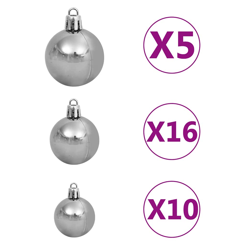 Kunstkerstboom met verlichting en kerstballen 180 cm PVC wit – afbeelding 10