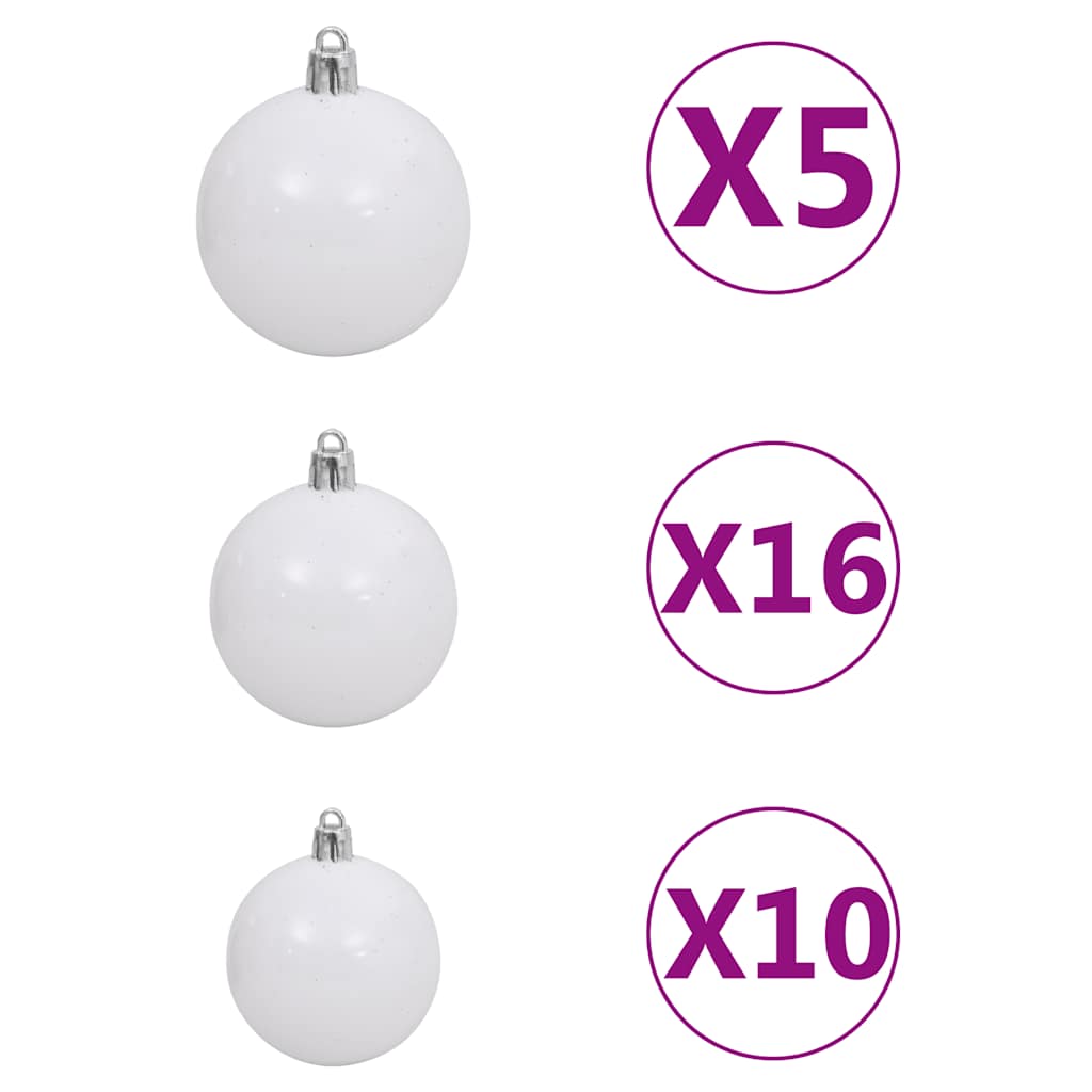 Kunstkerstboom met verlichting en kerstballen 180 cm PVC wit – afbeelding 11