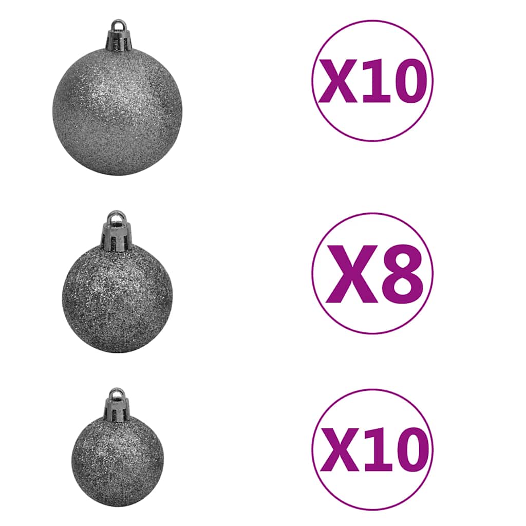 Kunstkerstboom met verlichting en kerstballen 180 cm PVC wit – afbeelding 2