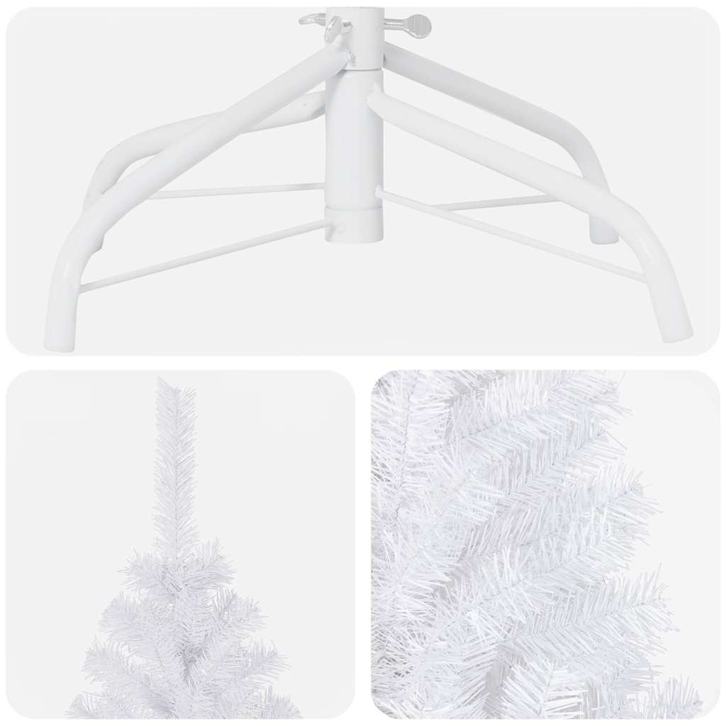 Kunstkerstboom met verlichting en kerstballen 180 cm PVC wit – afbeelding 7