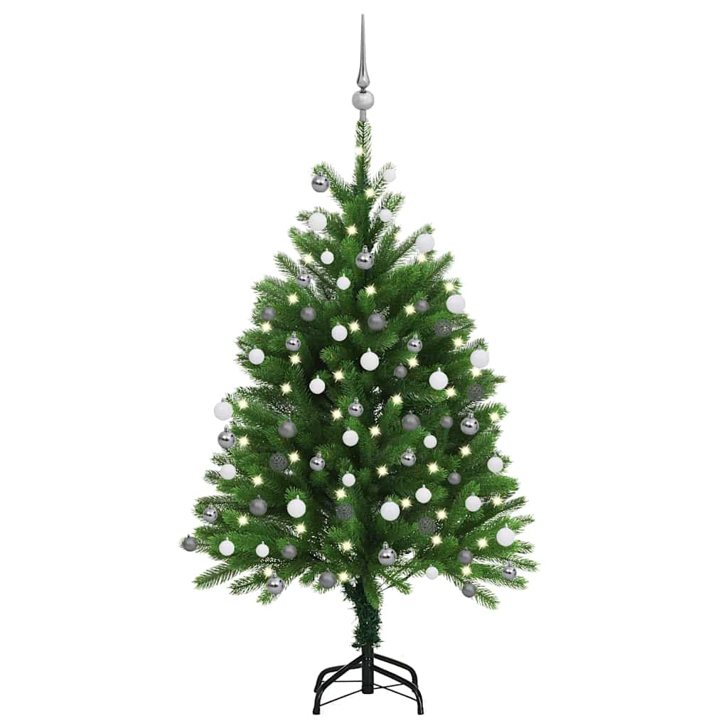 Kunstkerstboom met verlichting en kerstballen 120 cm groen – afbeelding 1