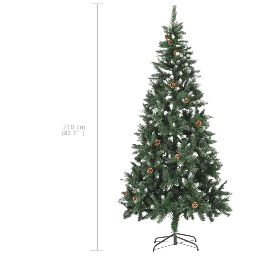 Kunstkerstboom met verlichting kerstballen dennenappels 210 cm – afbeelding 12