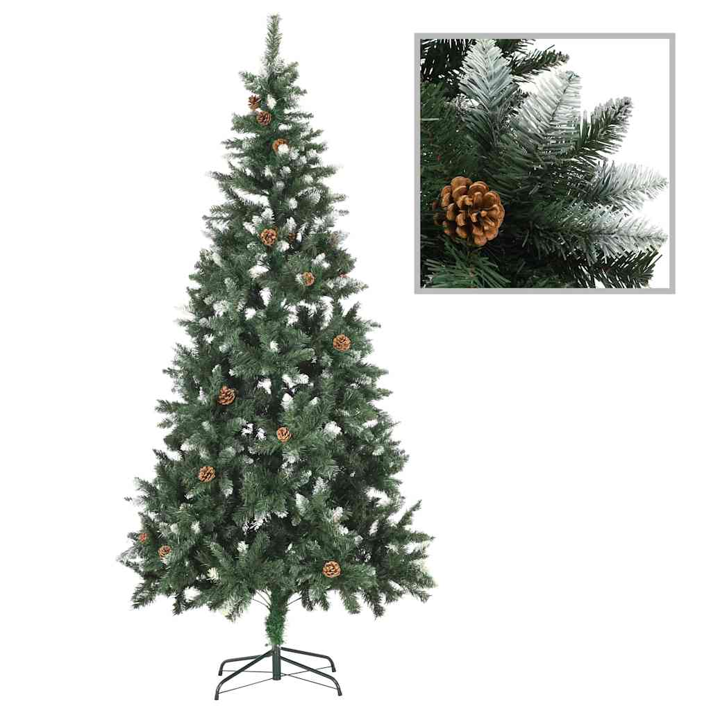 Kunstkerstboom met verlichting kerstballen dennenappels 210 cm – afbeelding 2