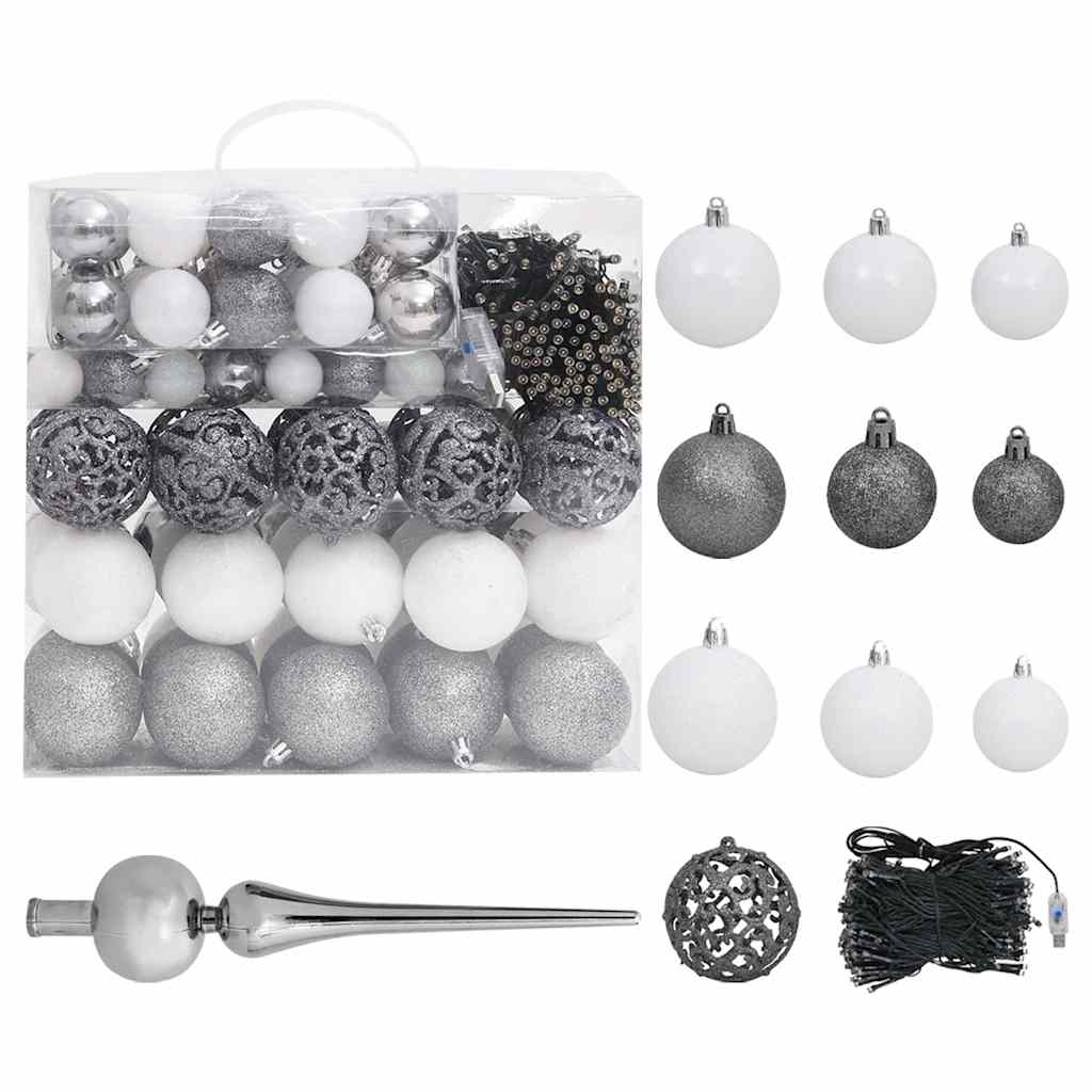 Kunstkerstboom met verlichting kerstballen dennenappels 210 cm – afbeelding 4