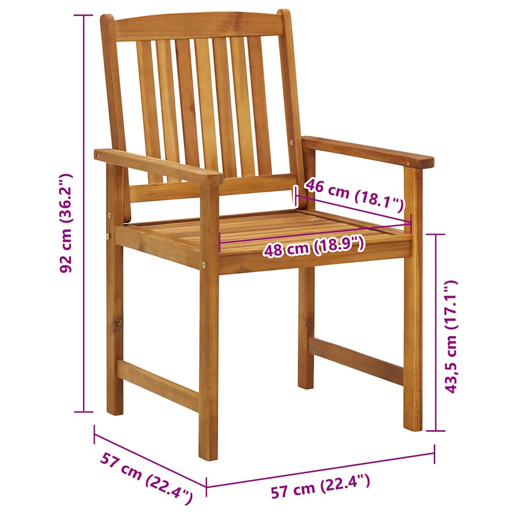 Tuinstoelen 8 st massief acaciahout – afbeelding 7