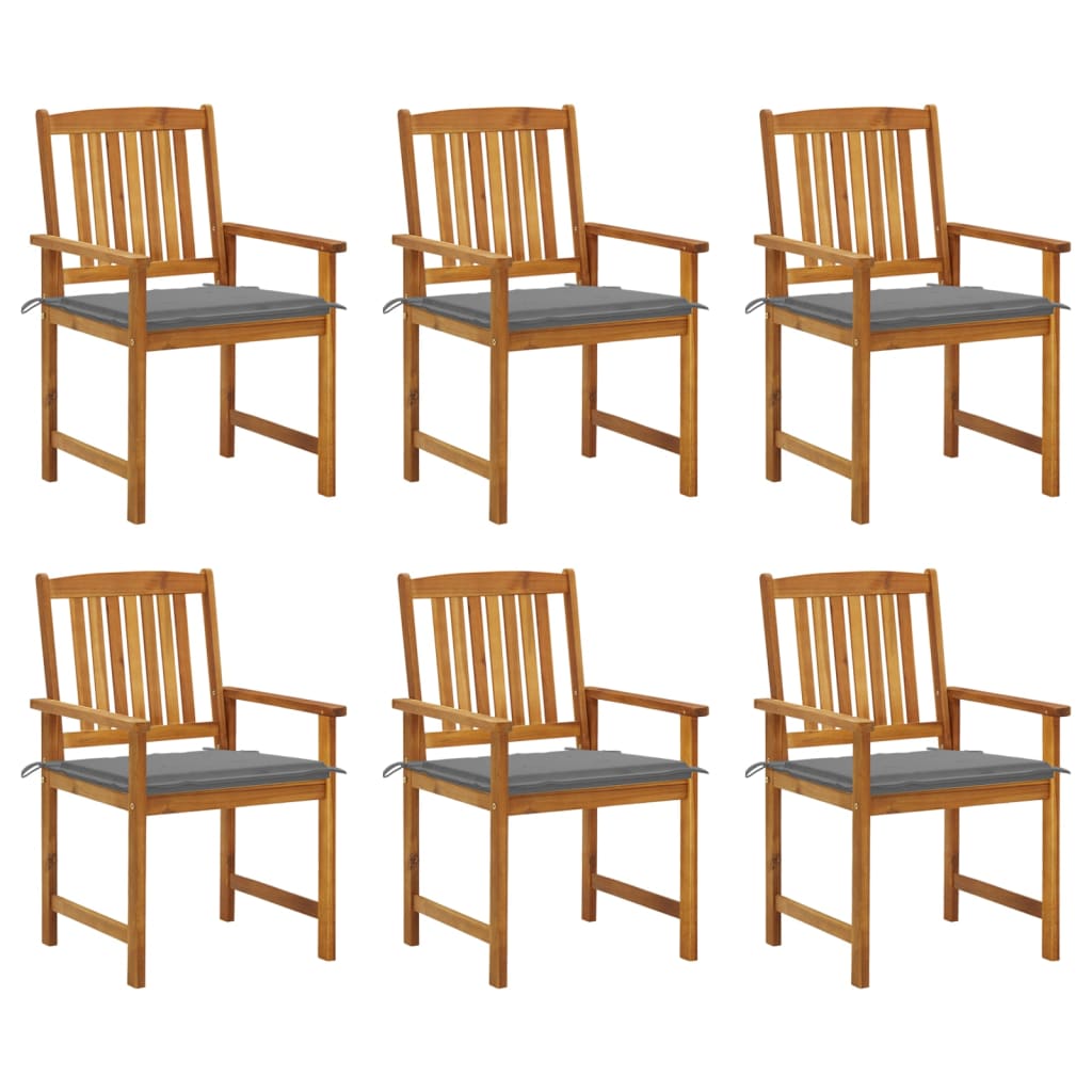 Tuinstoelen 6 st met kussens massief acaciahout