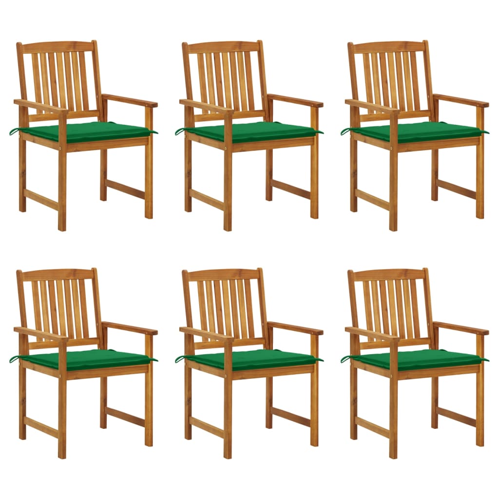 Tuinstoelen 6 st met kussens massief acaciahout – afbeelding 1